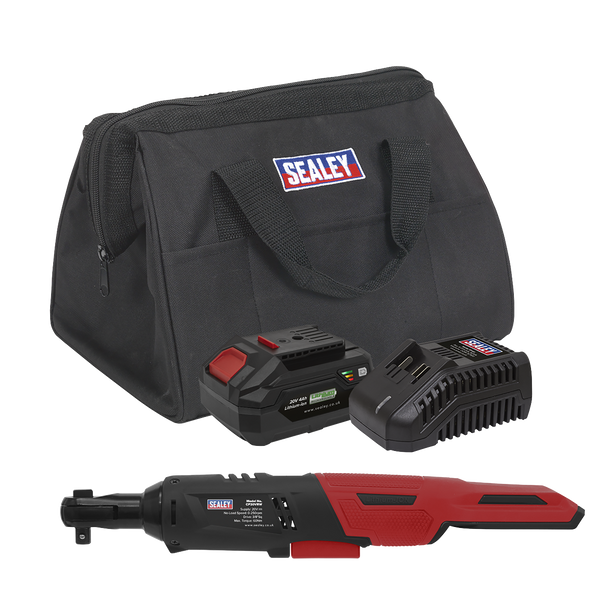 Sealey CP20VRWKIT1 │ SV20 Series 3/8"Sq Drive Cordless Ratchet Wrench Kit 60Nm 20V 4Ah