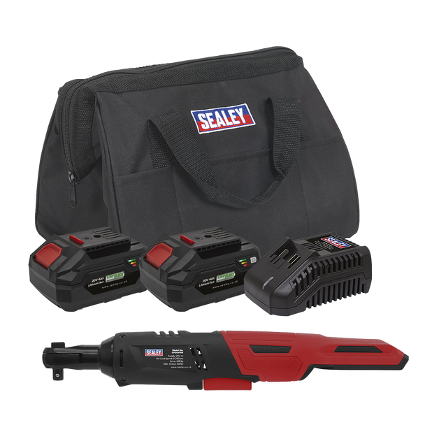 Sealey CP20VRWKIT │ SV20 Series 3/8"Sq Drive Cordless Ratchet Wrench Kit 60Nm 20V 4Ah - 2 Batteries