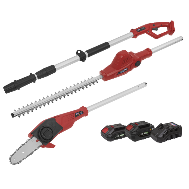 Sealey CP20VTPCOMBO │ SV20 Series Cordless Telescopic Hedge Trimmer & Chainsaw Kit 20V - 2 Batteries