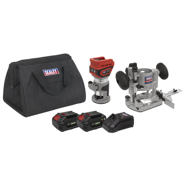 Sealey CP20VTRKIT │ SV20 Series Cordless Trimming Router Kit 20V 4Ah - 2 Batteries