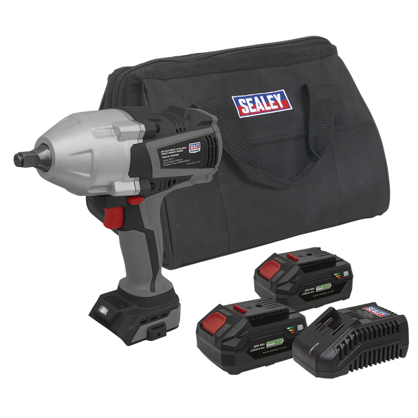 Sealey CP20VXIWKIT1 │	Premier SV20 Series Brushless Cordless Impact Wrench Kit 20V 4Ah - 2 Batteries