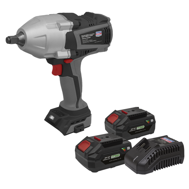 Sealey CP20VXIWKIT1 │	Premier SV20 Series Brushless Cordless Impact Wrench Kit 20V 4Ah - 2 Batteries