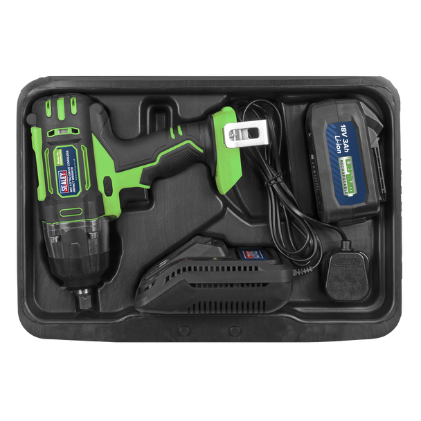 Sealey CP400LIHV │ 1/2"Sq Drive Hi-Vis Cordless Impact Wrench 18V 3Ah