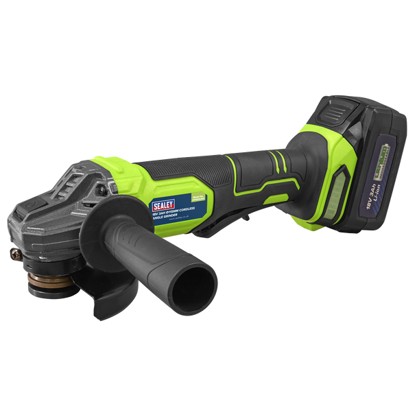Sealey CP401LIHV │ 115mm Cordless Angle Grinder 18V 3Ah - Green