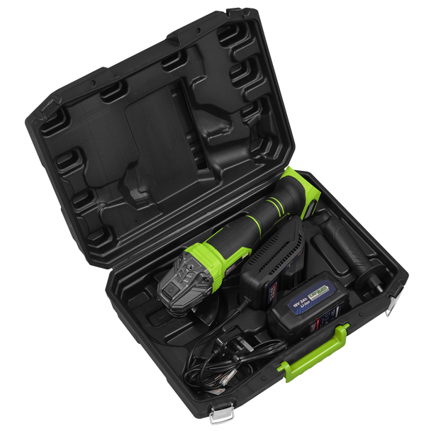 Sealey CP401LIHV │ 115mm Cordless Angle Grinder 18V 3Ah - Green