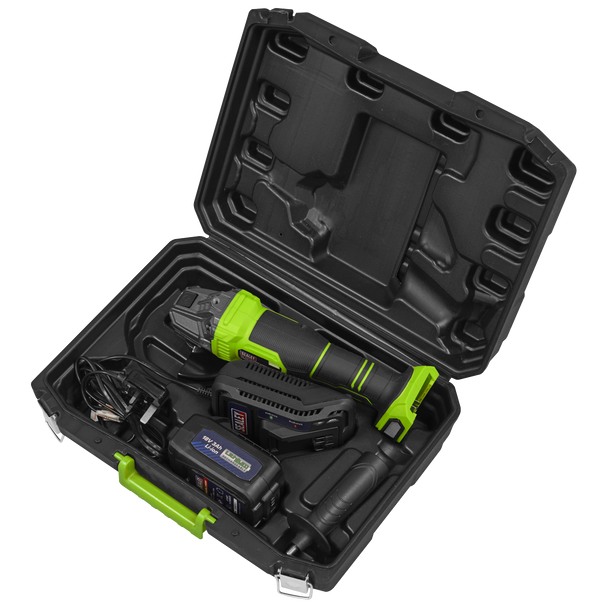 Sealey CP401LIHV │ 115mm Cordless Angle Grinder 18V 3Ah - Green