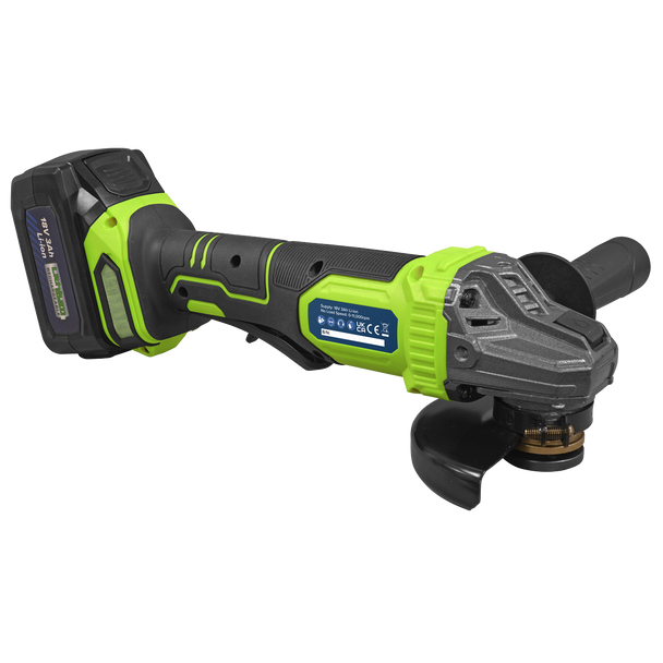 Sealey CP401LIHV │ 115mm Cordless Angle Grinder 18V 3Ah - Green