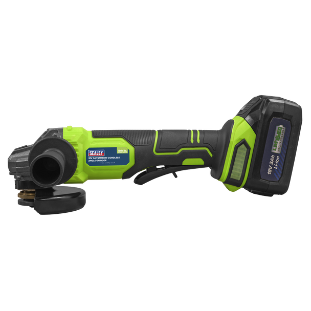 Sealey CP401LIHV │ 115mm Cordless Angle Grinder 18V 3Ah - Green