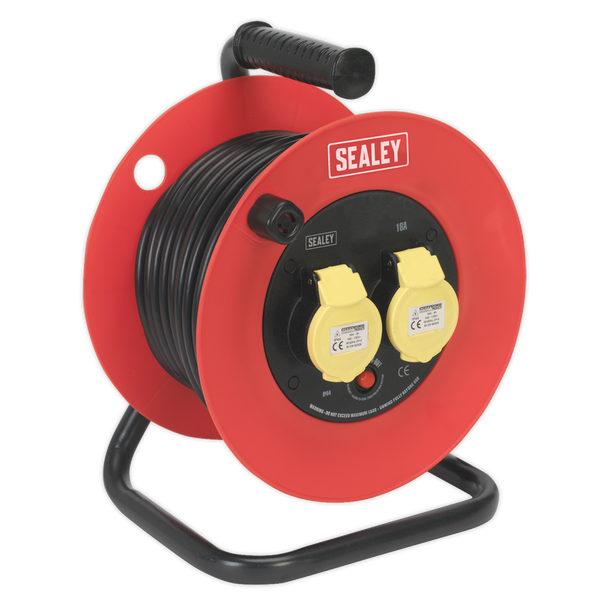 Sealey CR12515 │ 25m Heavy-Duty Cable Reel with Thermal Trip 2 x 110V