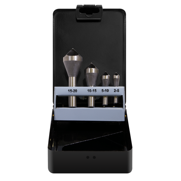 Sealey CSSET4O │ 90° Slotted Deburring Countersink Drill Bit Set 4pc