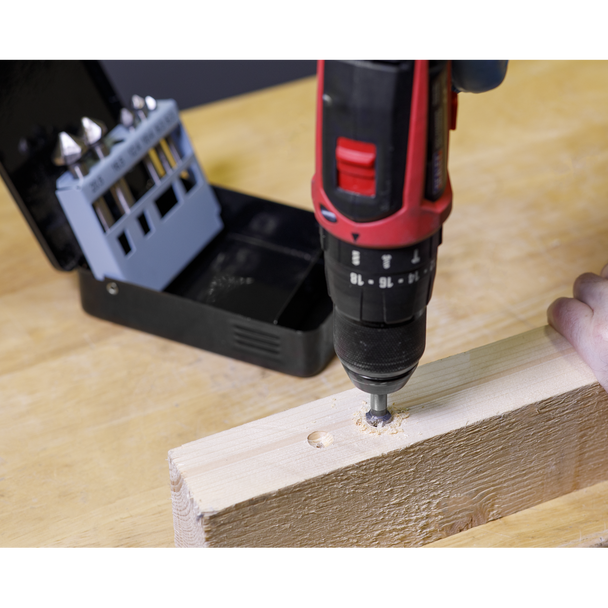 Sealey CSSET6V │ 90° Countersink Bit Set 3 x V Flutes 6pc