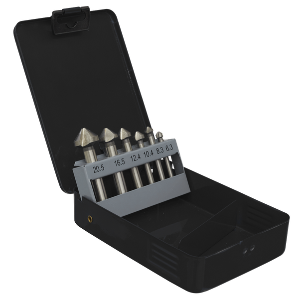 Sealey CSSET6V │ 90° Countersink Bit Set 3 x V Flutes 6pc