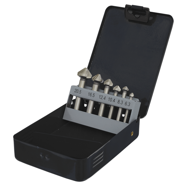 Sealey CSSET6V │ 90° Countersink Bit Set 3 x V Flutes 6pc