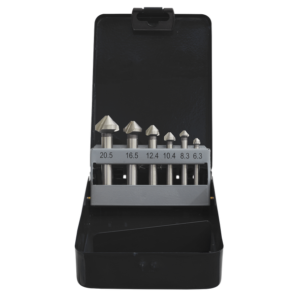 Sealey CSSET6V │ 90° Countersink Bit Set 3 x V Flutes 6pc