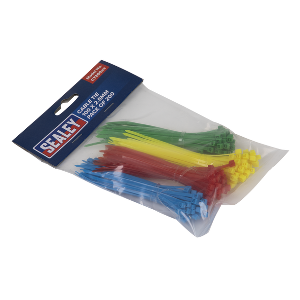 Sealey CT200 │ Cable Tie Assortment 100 x 2.5mm - Pack of 200