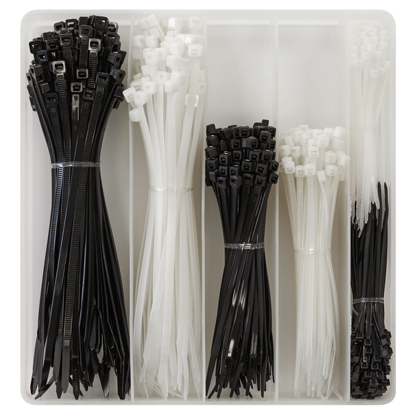 Sealey CT600BW │	Cable Tie Assortment, Black/White - Pack of 600