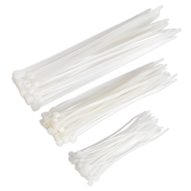 Sealey CT75W │ Cable Tie Assortment, White - Pack of 75