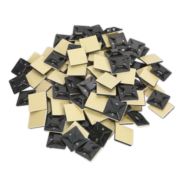 Sealey CTM2525B │ Self-Adhesive Cable Tie Mount 25 x 25mm, Black - Pack of 100