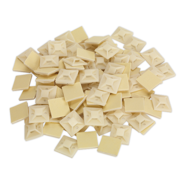 Sealey CTM2525W │ Self-Adhesive Cable Tie Mount 25 x 25mm, White - Pack of 100