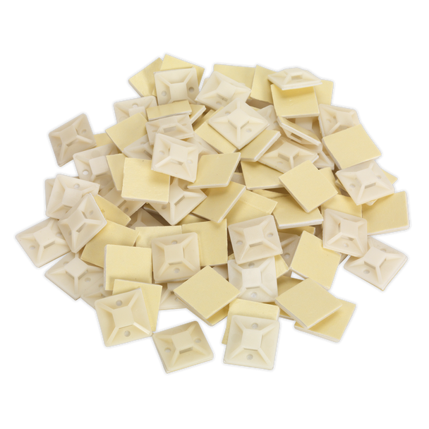 Sealey CTM3030W │ Self-Adhesive Cable Tie Mount 30 x 30mm, White - Pack of 100