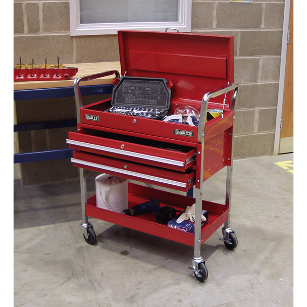 Sealey CX1042D │ Superline PRO® Heavy-Duty Trolley with Lockable Top & 2 Drawers 2-Level