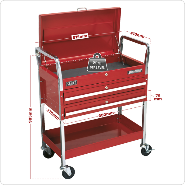 Sealey CX104 │ Superline PRO® Heavy-Duty Trolley with Lockable Top 2-Level