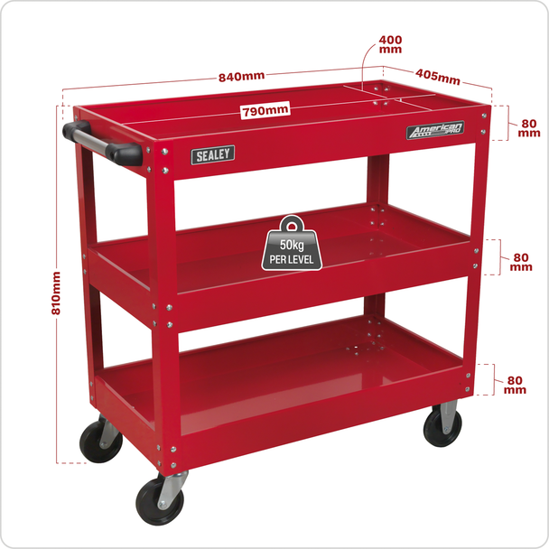Sealey CX108 │ American PRO® Heavy-Duty Workshop Trolley 3-Level