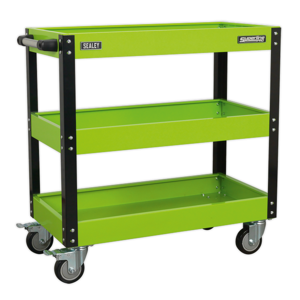 Sealey CX110HV │ Superline PRO® Heavy-Duty Workshop Trolley 3-Level - Hi-Vis Green