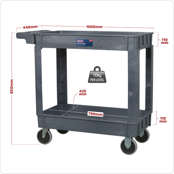 Sealey CX202 │ Composite Heavy-Duty Trolley 2-Level