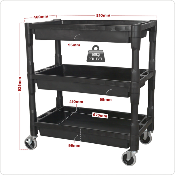 Sealey CX205 │ Composite Heavy-Duty Trolley 3-Level