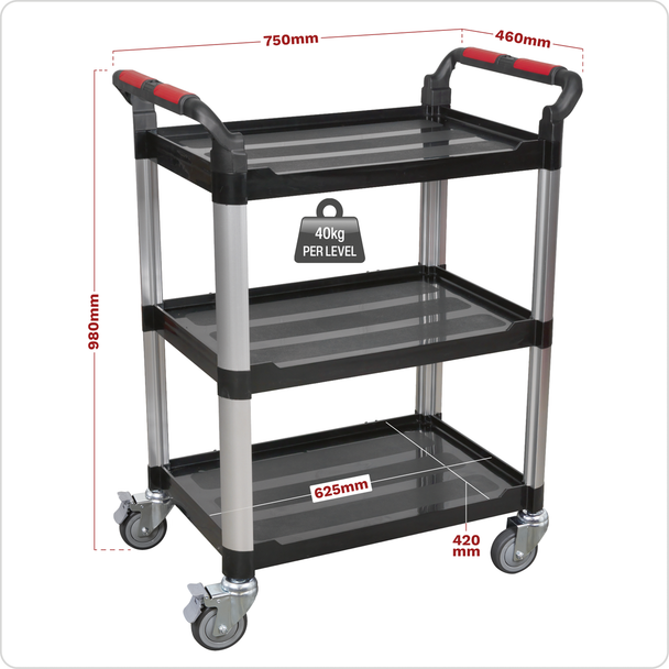 Sealey CX309 │ Composite Workshop Trolley 3-Level/3 Wall