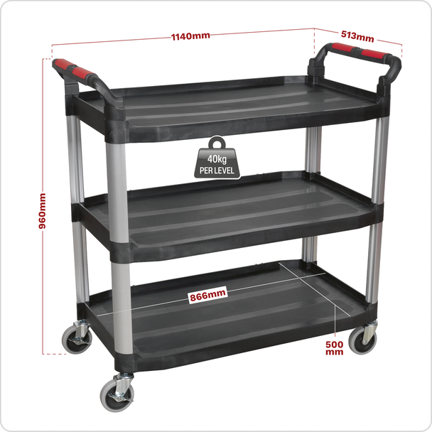 Sealey CX310 │ Composite Workshop Trolley 3-Level/3 Wall