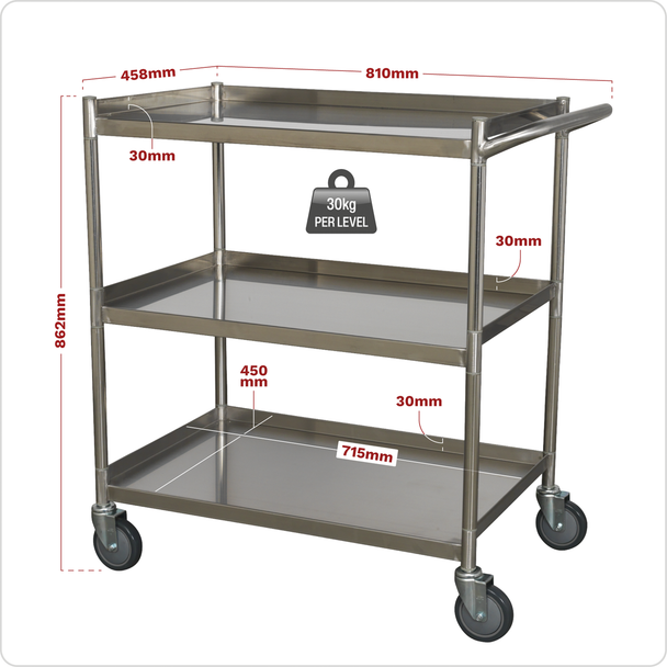 Sealey CX410SS │ Premier™ Stainless Steel Workshop Trolley 3-Level