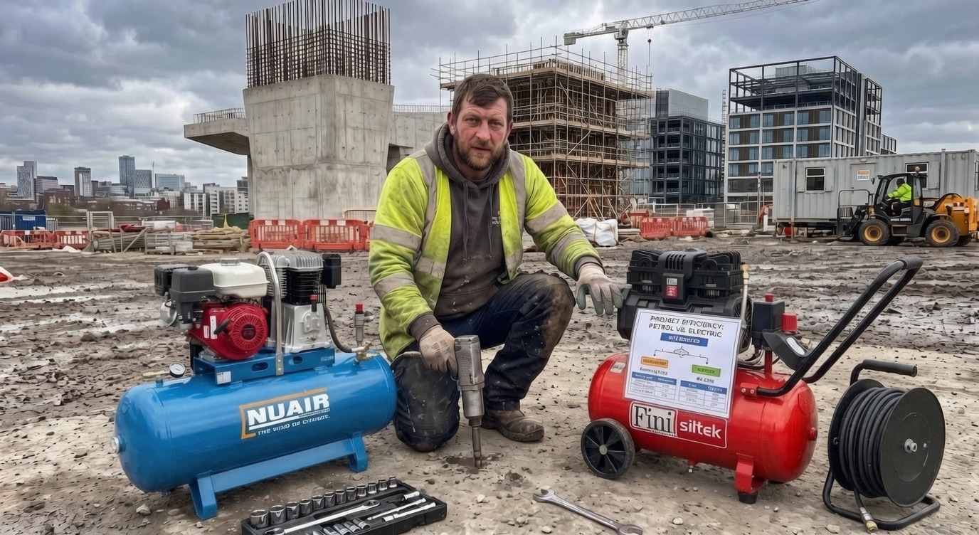 Compare petrol vs electric air compressors and discover when a small portable petrol compressor is the best choice for UK construction sites and off-grid work.