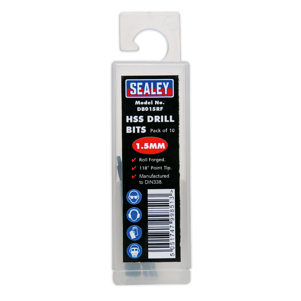 Sealey DB015RF │ HSS Roll Forged Drill Bit 1.5mm - Pack of 10