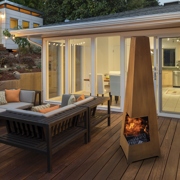 Sealey DG106 │ Dellonda Chiminea, Wood Burner, Heater for Outdoors W45cm x H150cm, Corten Steel