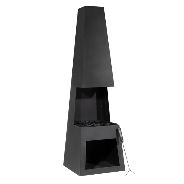 Sealey DG107 │ Dellonda Outdoor Chiminea Fireplace Fire Pit Heater Firewood Storage Black Steel