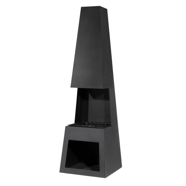 Sealey DG107 │ Dellonda Outdoor Chiminea Fireplace Fire Pit Heater Firewood Storage Black Steel