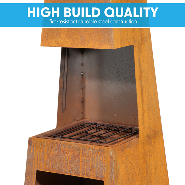 Sealey DG108 │ Dellonda Outdoor Chiminea Fireplace Heater Firewood Storage - Corten Steel