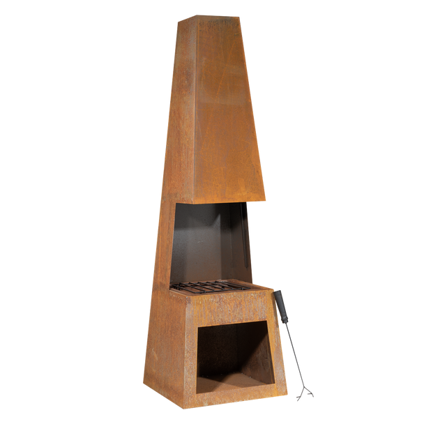 Sealey DG108 │ Dellonda Outdoor Chiminea Fireplace Heater Firewood Storage - Corten Steel