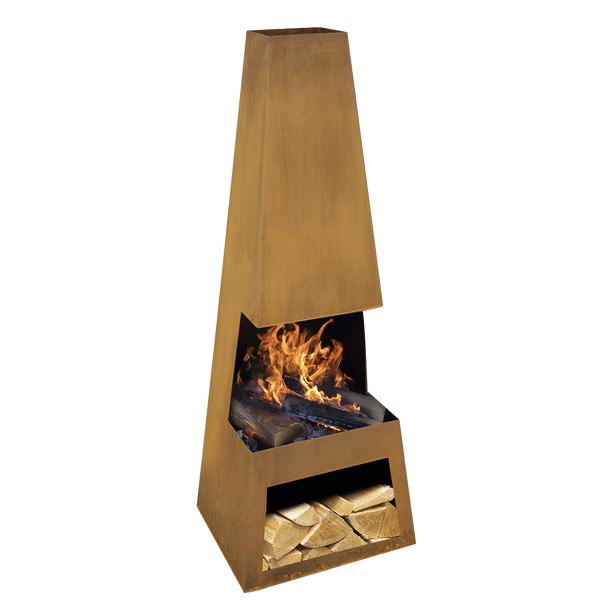 Sealey DG108 │ Dellonda Outdoor Chiminea Fireplace Heater Firewood Storage - Corten Steel