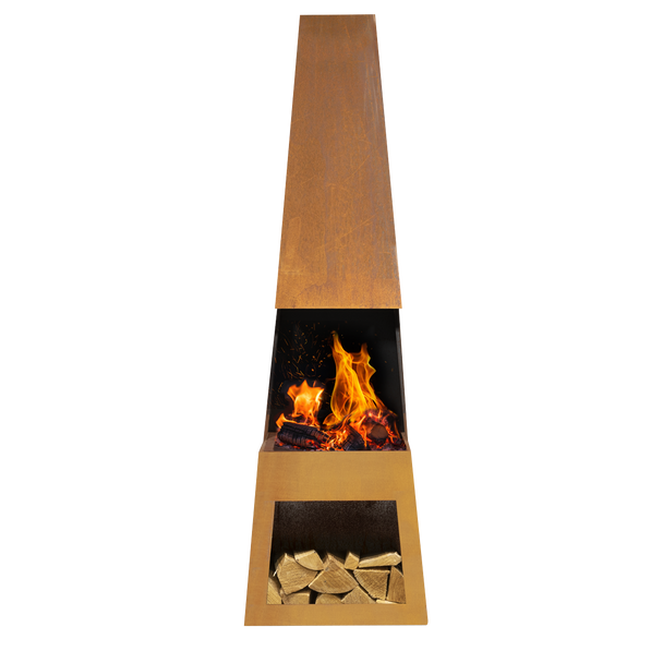 Sealey DG108 │ Dellonda Outdoor Chiminea Fireplace Heater Firewood Storage - Corten Steel
