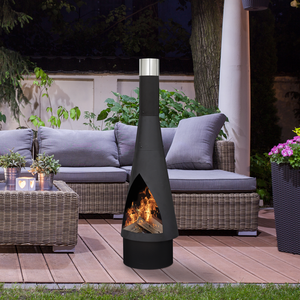 Sealey DG109 │ Dellonda Outdoor Chiminea, Fireplace, Fire Pit, Heater, Durable, Black Steel