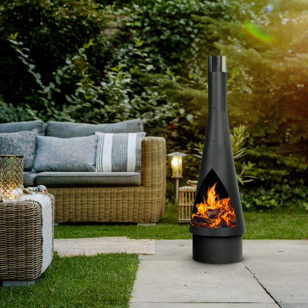Sealey DG109 │ Dellonda Outdoor Chiminea, Fireplace, Fire Pit, Heater, Durable, Black Steel