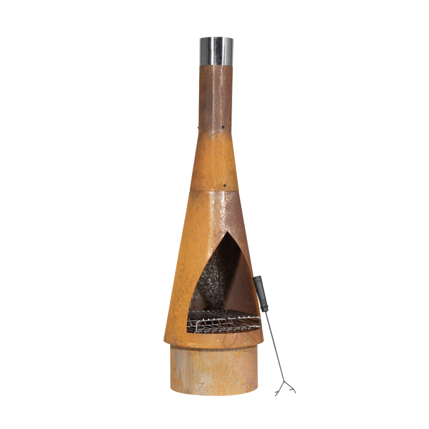 Sealey DG110 │ Dellonda Outdoor/Garden/Patio Conical Chiminea, Fireplace, Fire Pit, Heater, H127cm - Corten Steel
