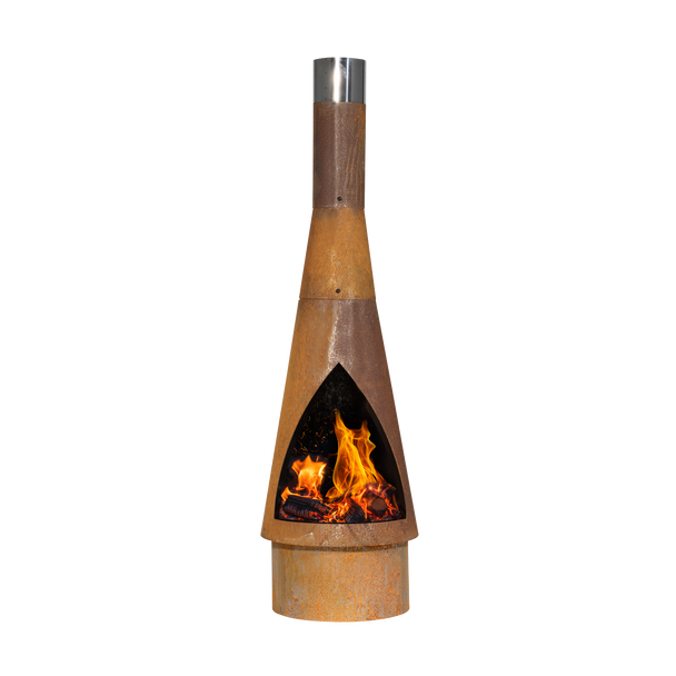Sealey DG110 │ Dellonda Outdoor/Garden/Patio Conical Chiminea, Fireplace, Fire Pit, Heater, H127cm - Corten Steel