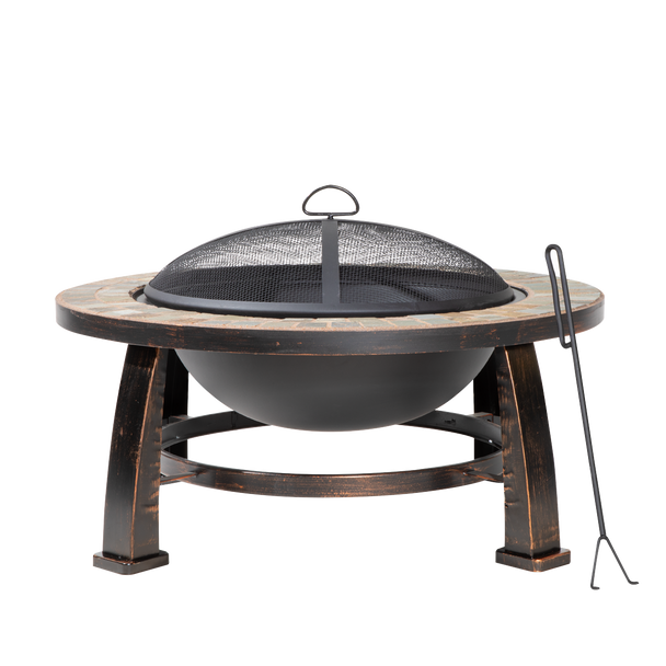 Sealey DG111 │ Dellonda 76cm Deluxe Traditional Style Fire Pit/Fireplace/Outdoor Heater - Slate