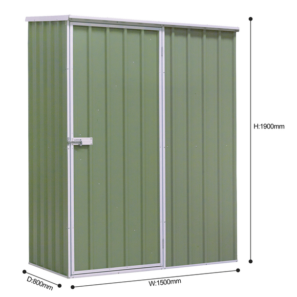 Sealey DG113 │ Dellonda Galvanized Steel Storage Shed with Pent Style Roof 150 x 80 x 190cm - Green