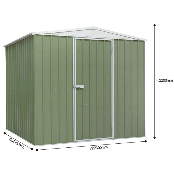 Sealey DG115 │ Dellonda Galvanized Steel Storage Shed with Apex Style Roof 230 x 230 x 220cm - Green