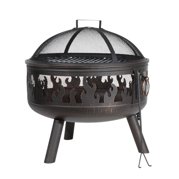 Sealey DG117 │ Dellonda Deluxe Fire Pit Fireplace Outdoor Patio Heater, Cooking Grill & Poker 61cm